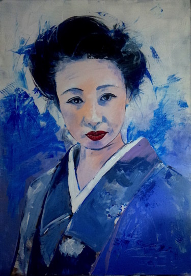 Painting titled "Yuko Ishiwa" by Philippe Cormault, Original Artwork, Acrylic Mounted on Aluminium