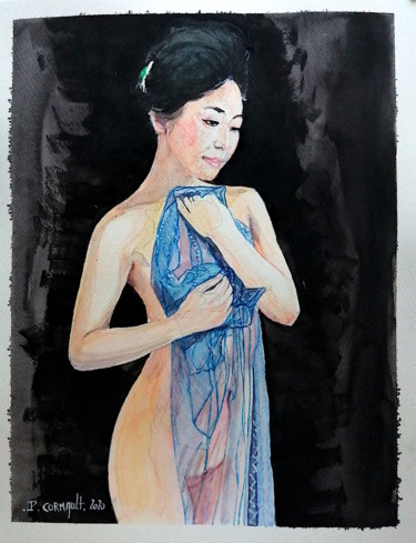 Painting titled "Natsuki Kishi au fo…" by Philippe Cormault, Original Artwork, Watercolor