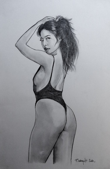 Drawing titled "Xiao Hong" by Philippe Cormault, Original Artwork, Pencil