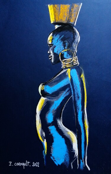 Drawing titled "Nyakim Gatwech" by Philippe Cormault, Original Artwork, Pastel