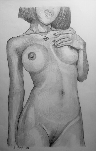 Drawing titled "Tiny Mira" by Philippe Cormault, Original Artwork, Graphite
