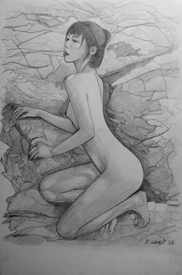 Drawing titled "Natsuki" by Philippe Cormault, Original Artwork, Graphite