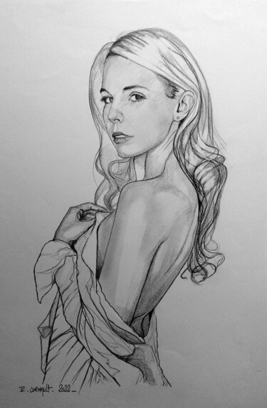 Drawing titled "Ali Claire model 02" by Philippe Cormault, Original Artwork, Graphite