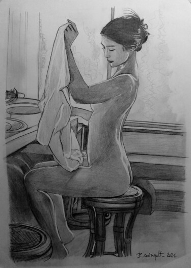 Drawing titled "Suzu Honjo" by Philippe Cormault, Original Artwork, Graphite