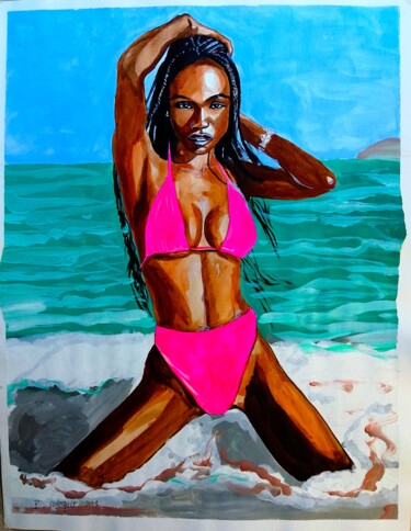Painting titled "Michelle Achieng" by Philippe Cormault, Original Artwork, Acrylic