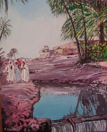 Painting titled "Oasis à Tozeur" by Philippe Cormault, Original Artwork, Acrylic