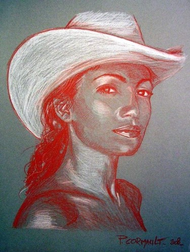 Desenho intitulada "Jennifer Lopez" por Philippe Cormault, Obras de arte originais, Outro
