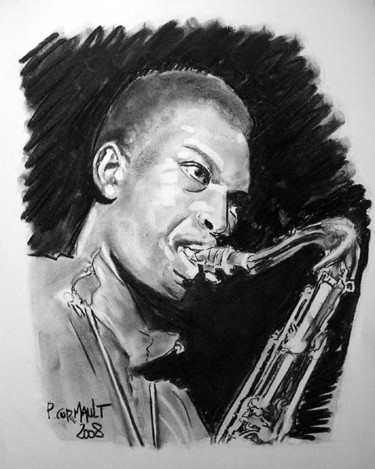 Dibujo titulada "Johnn Coltrane" por Philippe Cormault, Obra de arte original, Otro