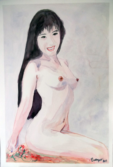 Painting titled "Komine Kayo" by Philippe Cormault, Original Artwork, Watercolor