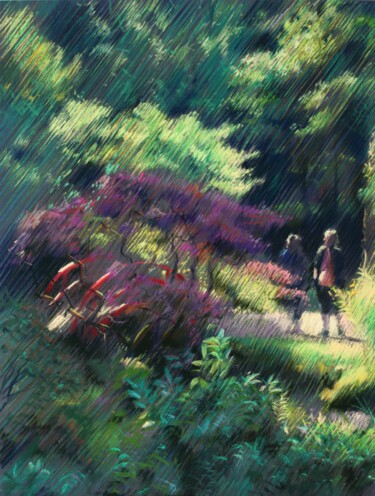 Zeichnungen mit dem Titel "The Japanese Garden…" von Corné Akkers, Original-Kunstwerk, Pastell