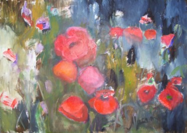 Картина под названием "Poppies. Triptych.…" - Cornelia Margan, Подлинное произведение искусства, Масло