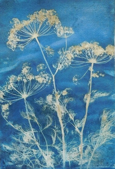 Printmaking titled "21 x 30_VEGETAL 54" by Cornelia Tersanszki, Original Artwork, Light Painting Mounted on Cardboard