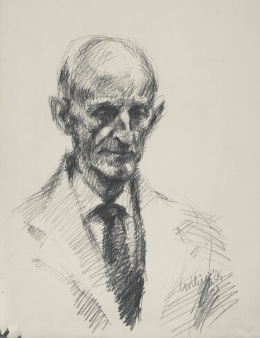 Zeichnungen mit dem Titel "Portrait study" von Cornelis Heilig (Cornelus), Original-Kunstwerk, Kohle