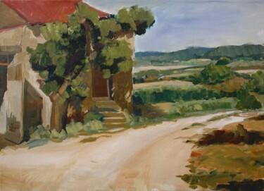 Painting titled "Vue de Luberon, Le…" by Cornelis Heilig (Cornelus), Original Artwork, Oil Mounted on Wood Stretcher frame