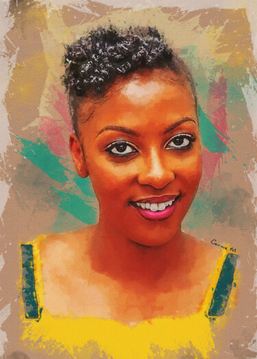 Painting titled "Rachel" by Cornelius Mugabi, Original Artwork, Acrylic
