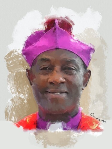 Картина под названием "Arch-Bishop Mugalu" - Cornelius Mugabi, Подлинное произведение искусства, Акрил