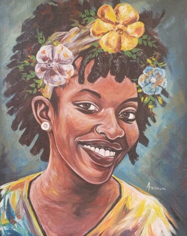 Schilderij getiteld "Beautiful Smiles" door Cornelius Mugisha, Origineel Kunstwerk, Acryl