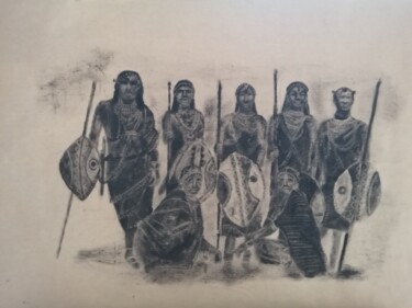 Pintura titulada "Tribus Berberes" por Jocelyne Cornet, Obra de arte original, Oleo Montado en Plexiglás