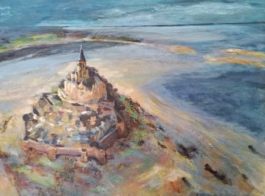 Painting titled "Le mont Saint-Miche…" by Charles Cornil, Original Artwork, Acrylic