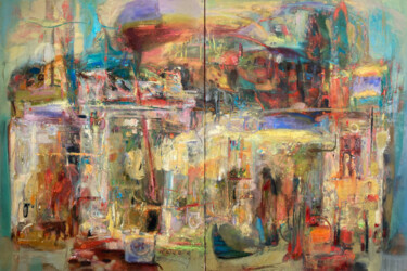 Painting titled "Urban motif II" by Vitalie Coroban, Original Artwork, Oil