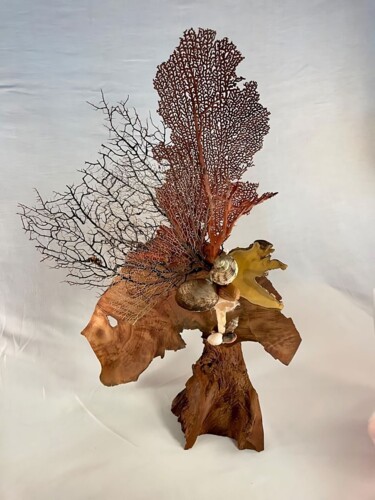 Скульптура под названием "DAUPHINE" - Corol, Подлинное произведение искусства, Дерево