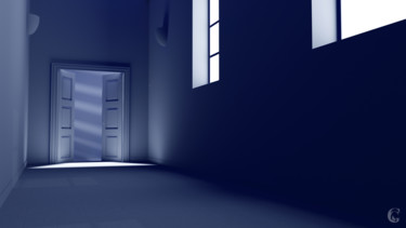 Arts numériques intitulée "couloir-bleu.jpg" par Gilles Corona, Œuvre d'art originale, Modélisation 3D