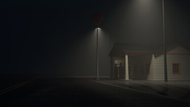 Digital Arts titled "Station service" by Gilles Corona, Original Artwork, 3D Modeling