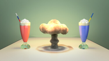 Digitale Kunst mit dem Titel "Atomic Milkshake" von Gilles Corona, Original-Kunstwerk, 3D Modellierung