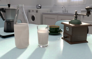 Digitale Kunst mit dem Titel "Petit déjeuner des…" von Gilles Corona, Original-Kunstwerk, 3D Modellierung