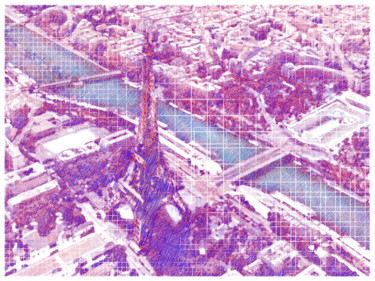 Arte digitale intitolato "Paris 593 m  red-bl…" da Massimo Corona, Opera d'arte originale, Pittura digitale