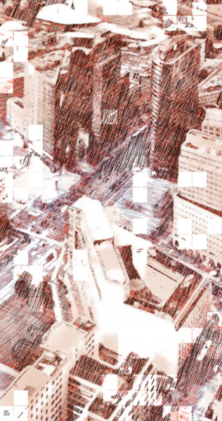 Digital Arts titled "Berlin 309 m red-bl…" by Massimo Corona, Original Artwork, Digital Painting