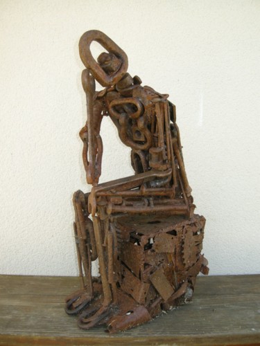 Sculpture titled "le penseur" by Philippe Affagard, Original Artwork, Metals