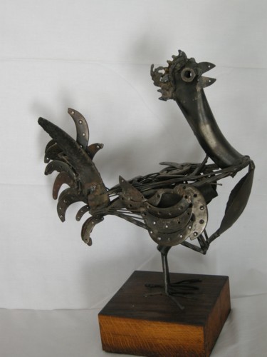 Sculpture intitulée "coq-fer-à-chaussure" par Philippe Affagard, Œuvre d'art originale, Métaux
