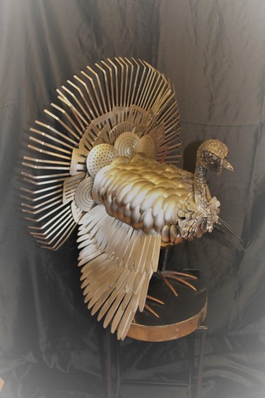 Sculpture intitulée "dindon" par Philippe Affagard, Œuvre d'art originale, Métaux