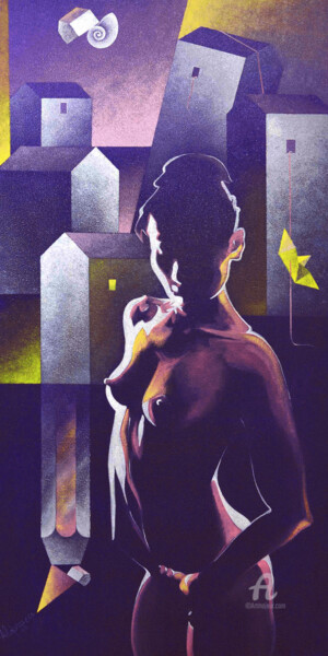Pintura titulada "Di Notte" por Corrado Alderucci, Obra de arte original, Acrílico