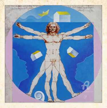 Pittura intitolato "omaggio a Leonardo…" da Corrado Alderucci, Opera d'arte originale, Acrilico