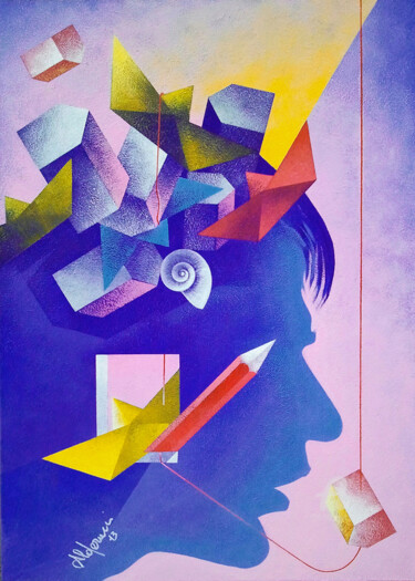 Pittura intitolato "Pensieri ora pigri…" da Corrado Alderucci, Opera d'arte originale, Acrilico