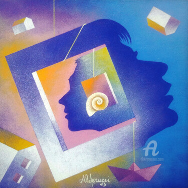 Pittura intitolato "Una finestra dischi…" da Corrado Alderucci, Opera d'arte originale, Acrilico