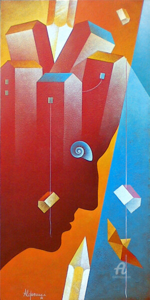 Painting titled "Tra pensieri e lega…" by Corrado Alderucci, Original Artwork, Acrylic
