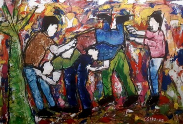 Painting titled "Lá vai alho" by Corre-Pé Jose Pereira, Original Artwork, Acrylic