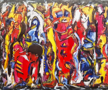 Картина под названием "Tribos e indígenas…" - Corre-Pé Jose Pereira, Подлинное произведение искусства, Акрил