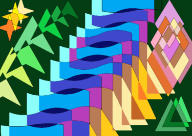 Digitale Kunst mit dem Titel "Stairs" von Ian Rei, Original-Kunstwerk, Digitale Malerei