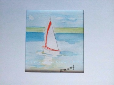 Painting titled "♥ LAGON ♥ N° 133" by Françoise Lanfroy-Rancurel, Original Artwork, Watercolor