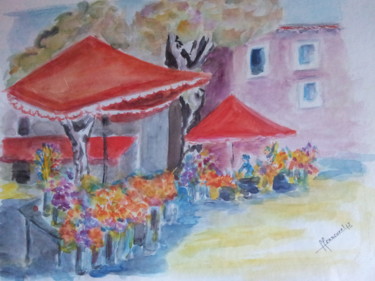 Painting titled "♥ Marché provençal…" by Françoise Lanfroy-Rancurel, Original Artwork, Watercolor