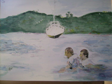 Painting titled "♥Tagouna♥ N° 68" by Françoise Lanfroy-Rancurel, Original Artwork, Watercolor