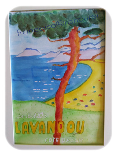 Painting titled "♥ LAVANDOU ♥ N°160" by Françoise Lanfroy-Rancurel, Original Artwork, Watercolor