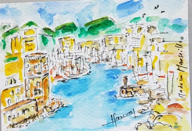 Painting titled "♥ Made in Marseille…" by Françoise Lanfroy-Rancurel, Original Artwork, Watercolor