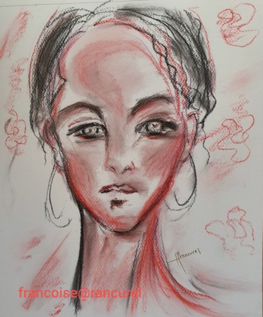 Drawing titled "Pensées N° 304" by Françoise Lanfroy-Rancurel, Original Artwork, Charcoal