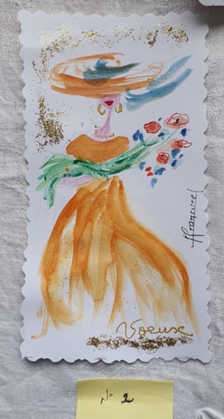 Schilderij getiteld "*Cartes de voeux *…" door Françoise Lanfroy-Rancurel, Origineel Kunstwerk, Aquarel