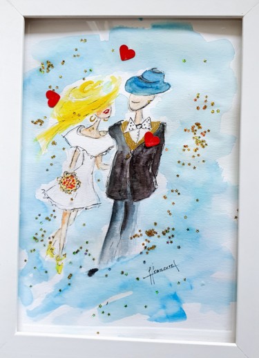 Painting titled "* Je me marie * N°3…" by Françoise Lanfroy-Rancurel, Original Artwork, Watercolor